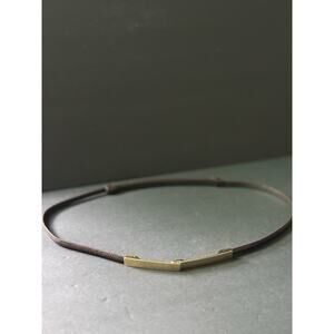 Vintage Leather Skinny Belt Brown Gold Tone Buckle Career Y2k 80s 90s Casual